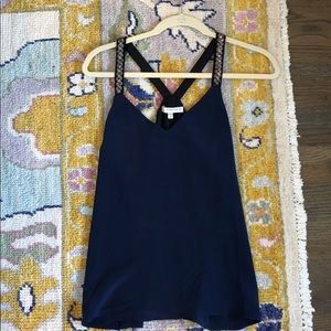 Navy Top with Beaded Straps